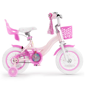Korimefa 12 14 16 20 inch Girls Kids Bike Ages 3-6 Years Old Children, Toddler Bike with Training Wheels, Perfect for Beginner Riders Learning to Ride, Easy to Assemble, Blue