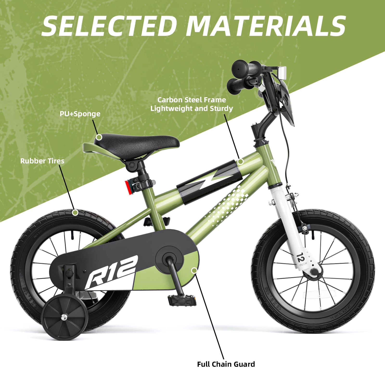 Korimefa 12 14 16 20 inch Kids Bike for Boys Ages 3-6 Years Children, BMX Style Toddler Bike with Training Wheels, Dual Brakes, Easy Assembly, Training Bicycle,Blue Green