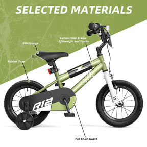 Korimefa 12 14 16 20 inch Kids Bike for Boys Ages 3-6 Years Children, BMX Style Toddler Bike with Training Wheels, Dual Brakes, Easy Assembly, Training Bicycle,Blue Green