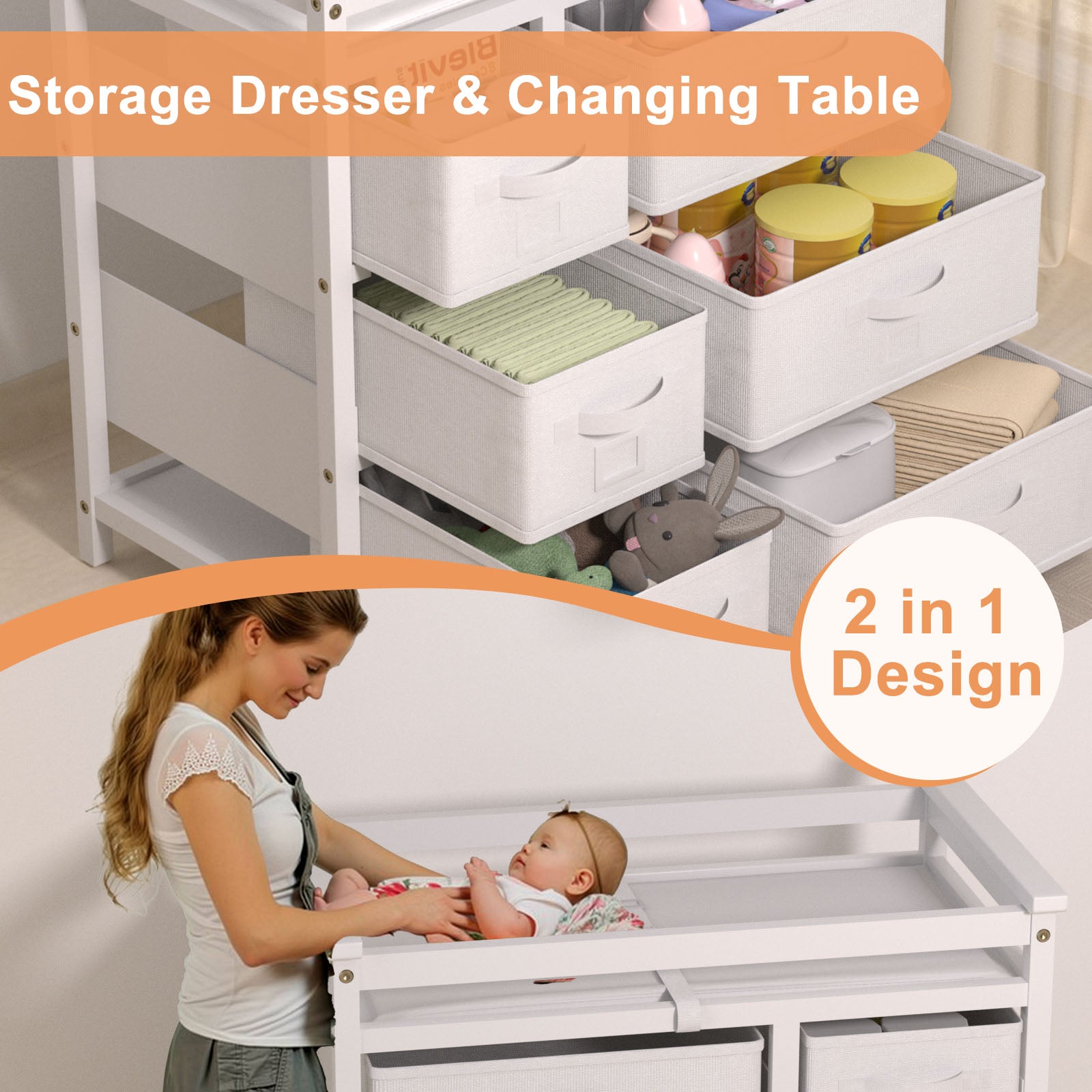 XJD Baby Changing Table with 6 Storage Baskets, Changing Table Dresser XJD Baby Changing Table with 6 Storage Baskets, Changing Table Dresser