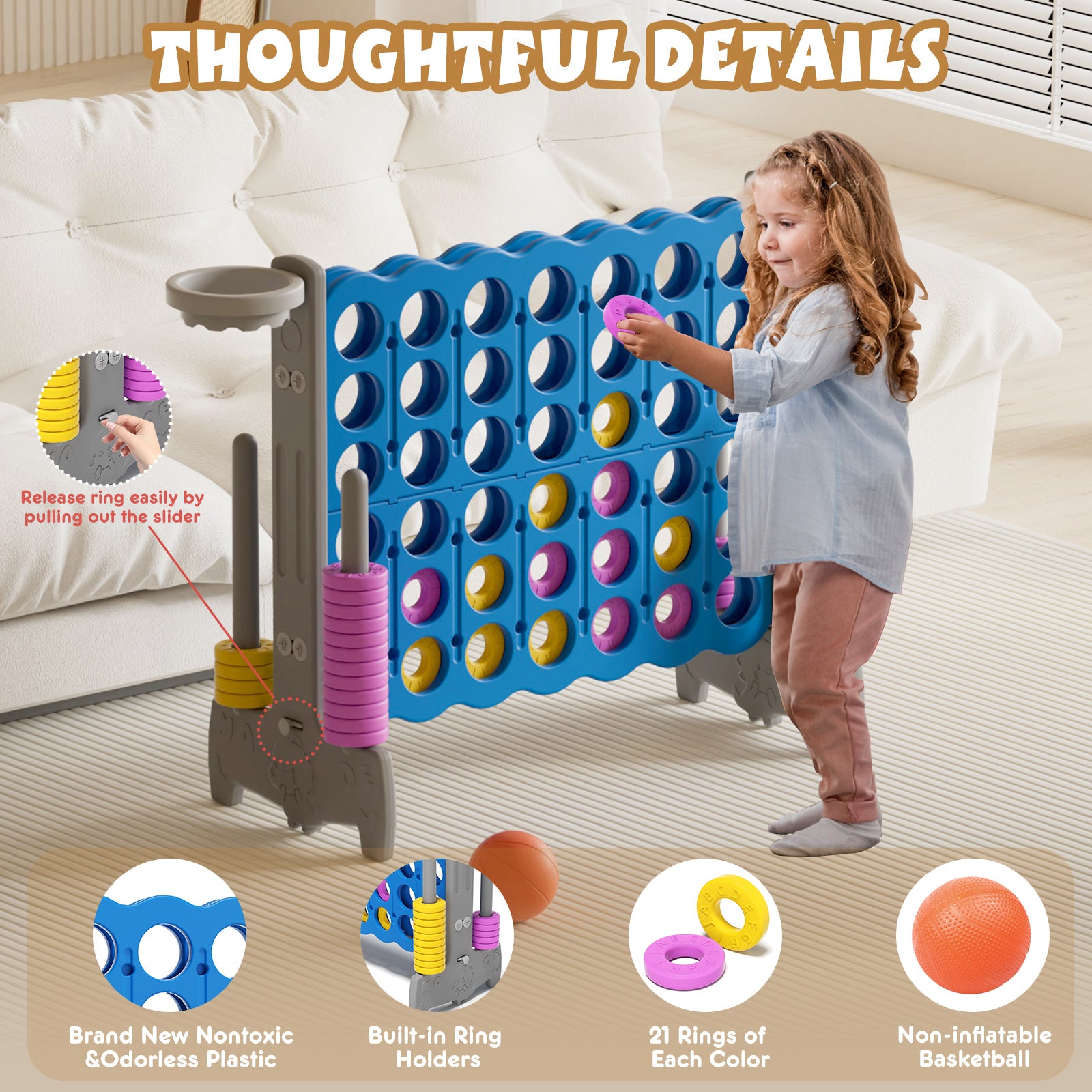 XJD Giant 4-in-A-Row Jumbo Game, 4-to-Score Game Set with
