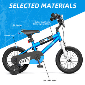Korimefa 12 14 16 20 inch Kids Bike for Boys Ages 3-6 Years Children, BMX Style Toddler Bike with Training Wheels, Dual Brakes, Easy Assembly, Training Bicycle,Blue Green
