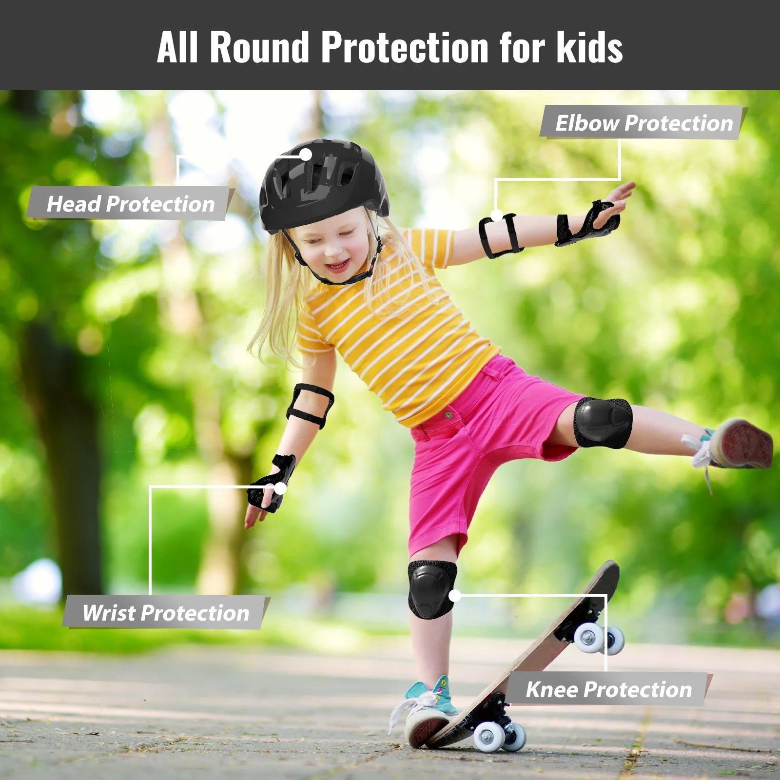 KORIMEFA Kids Bike Helmet Toddler Bicycles Helmets, Multi-Sport Protective Gear Set for 3-5-8-14 Years Boys Girls with Knee Elbow Pads Wrist Guards for Cycling,Skateboarding,Skating Scooter