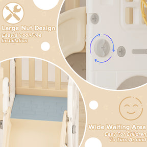 Pre-sale, XJD 8 in 1 Toddler Slide Set  Climber Slide for Age 1-3, Outdoor Indoor Playset with Basketball Hoop, Telescope, and Storage Space, Coffee/Beige