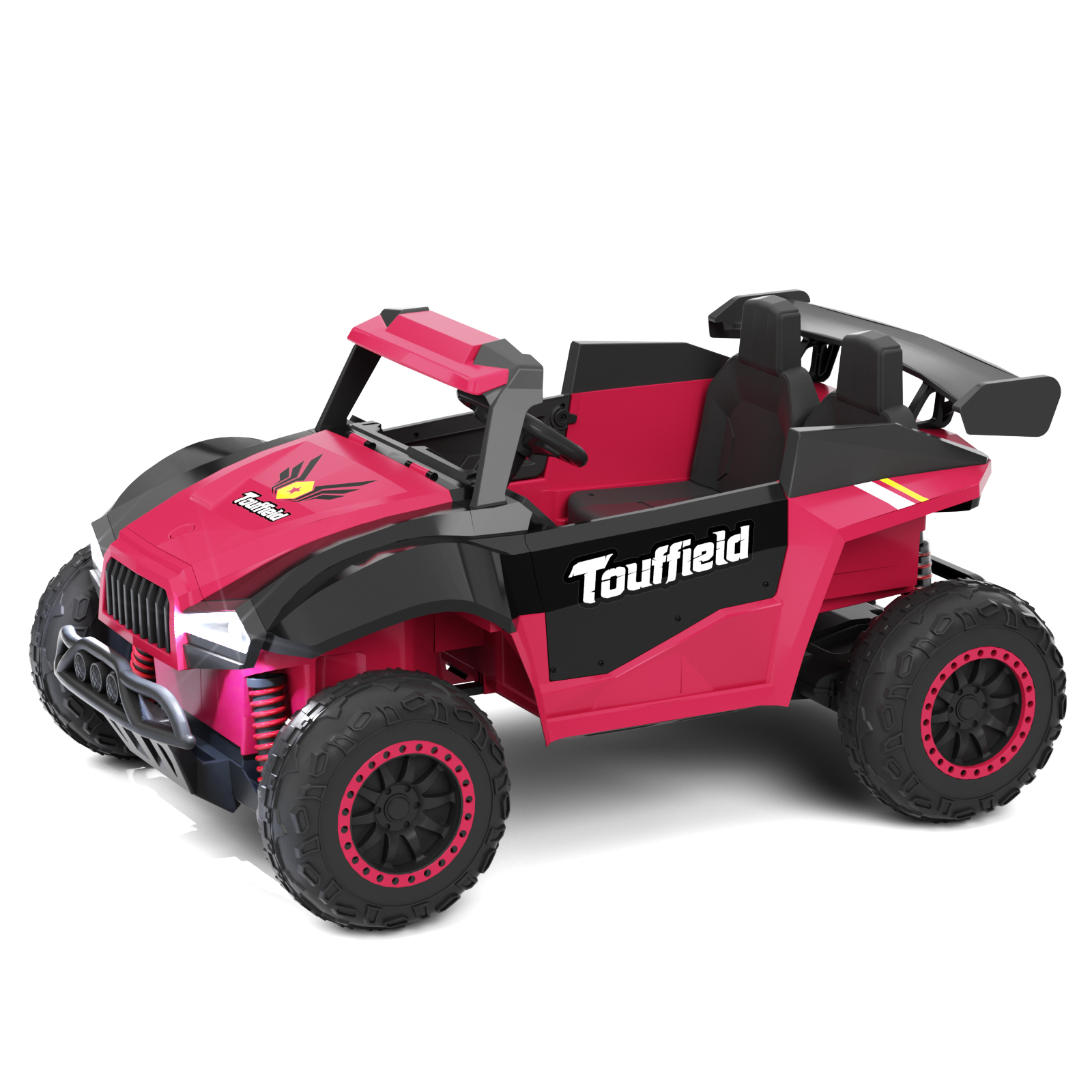 XJD 12V/24V 7AH Ride On Car with Remote Control, 2WD/4WD Switchable, 2 Seats, Power Car for Kids, Black&Pink