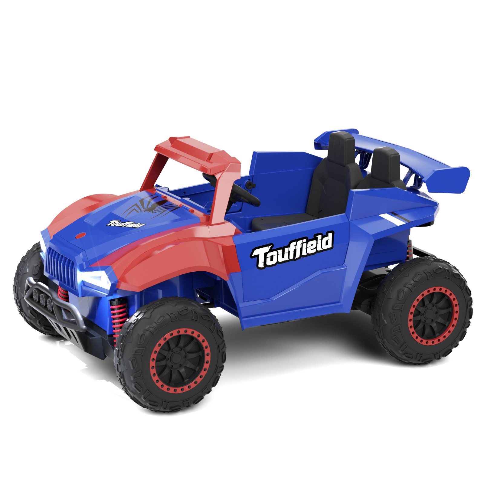 XJD 12V/24V 7AH Ride On Car with Remote Control, 2WD/4WD Switchable, 2 Seats, Power Car for Kids, Blue&Red