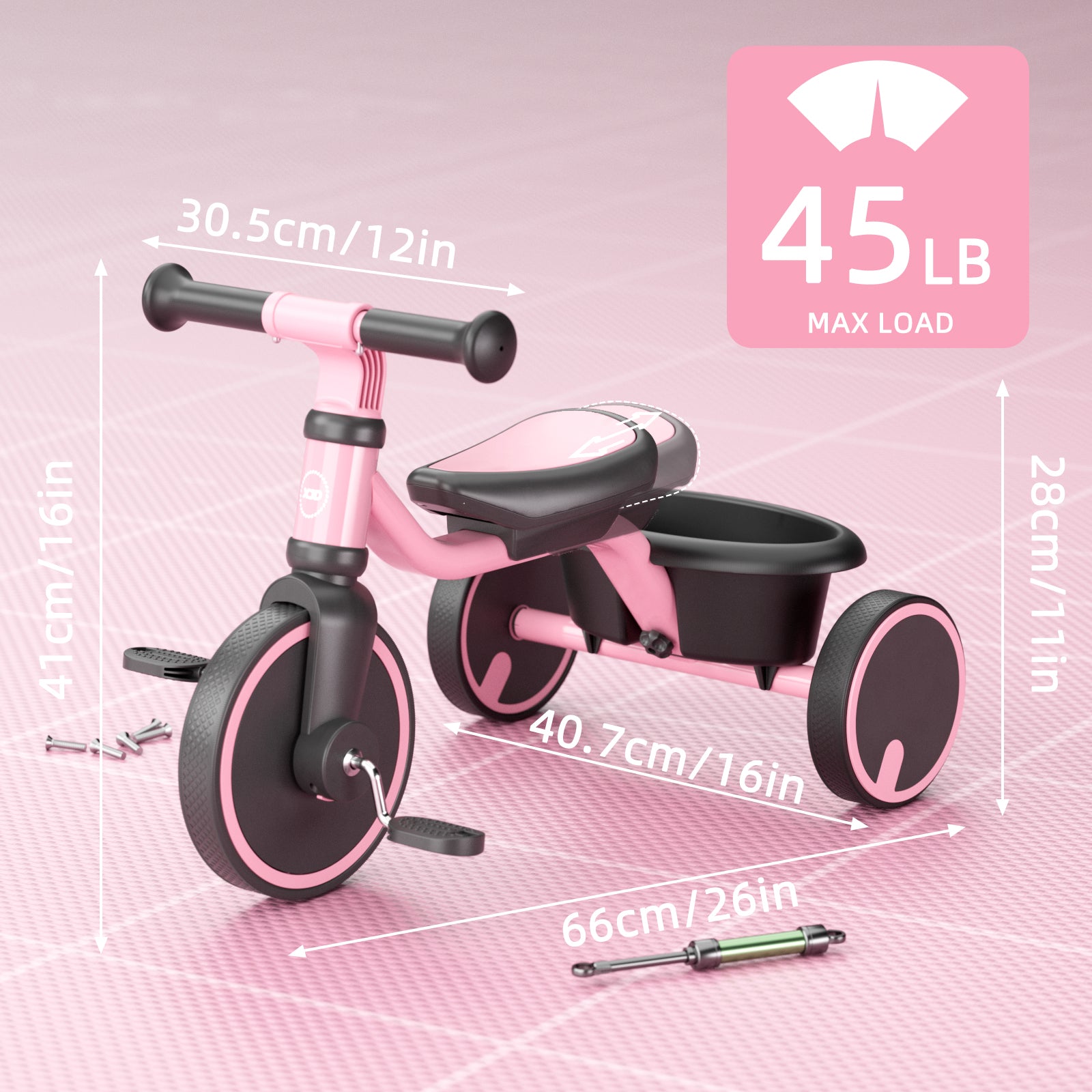 XJD Toddler Training  Balance Bike - No Pedal Bicycle for Kids Ages 1.5+, Pink