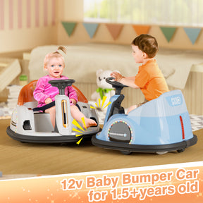 6V Electric Ride on Bumper Car Toys for Kids Toddlers 2-4 Years Old, 360° Spinning Bumping Toy Gifts Cars, Music Play, Lights, 0-2 mph, Orange