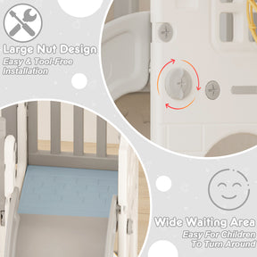 Pre-sale, XJD 8 in 1 Toddler Slide Set  Climber Slide for Age 1-3, Outdoor Indoor Playset with Basketball Hoop, Telescope, and Storage Space, Gray/Grey