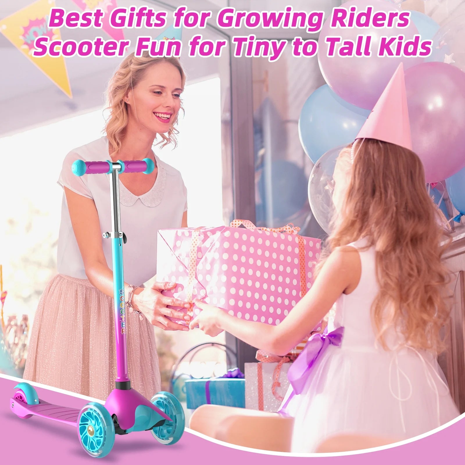 KORIMEFA 3 Wheel Scooters for Kids, Kick Scooter for Toddlers 2-5 Years Old, Boys Girls Scooter with Light Up Wheels