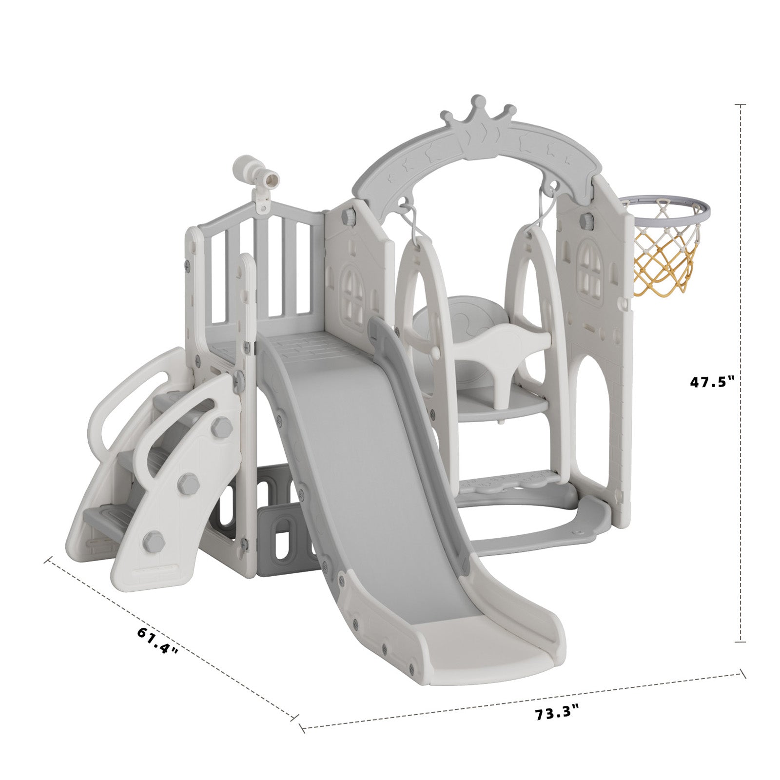 XJD 6 in 1 Toddler Slide Set Indoor Outdoor Plastic Freestanding Slide, Gray/Grey