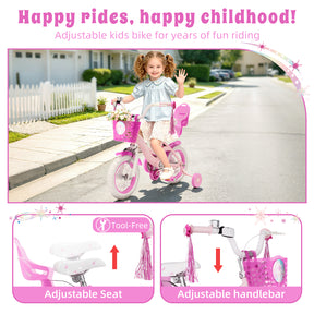 Korimefa 12 14 16 20 inch Girls Kids Bike Ages 3-6 Years Old Children, Toddler Bike with Training Wheels, Perfect for Beginner Riders Learning to Ride, Easy to Assemble, Blue