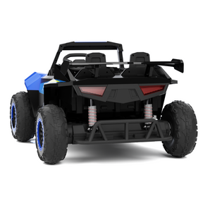 XJD 12V/24V 7AH Ride On Car with Remote Control, 2WD/4WD Switchable, 2 Seats, Power Car for Kids, Blue&Green