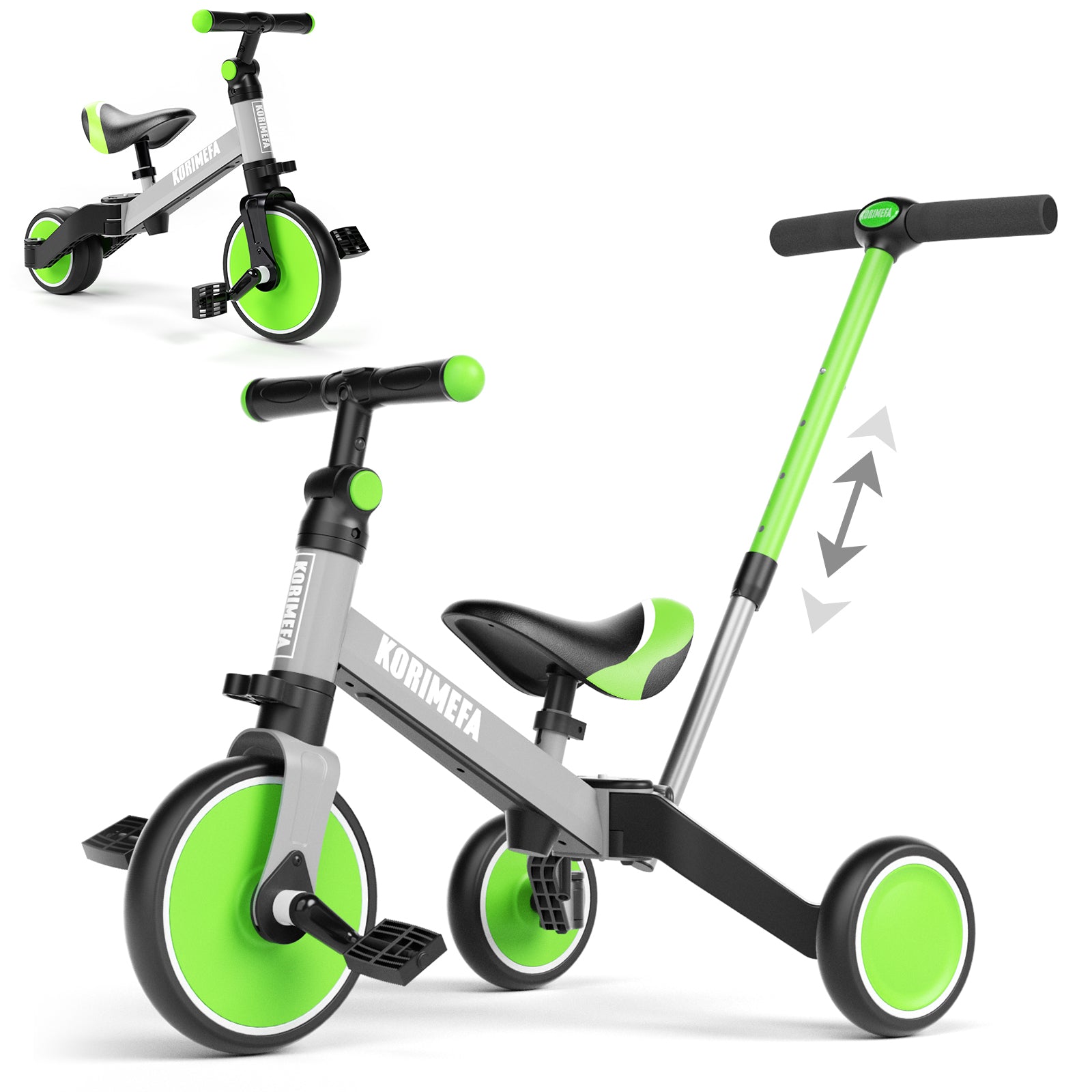 KORIMEFA Toddler Bike with Push Handle,Tricycles for 1 to 3 Years Old, Toddler Tricycle with Push Handle for Boy Girl, Baby Bike Balance Bike