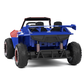 XJD 12V/24V 7AH Ride On Car with Remote Control, 2WD/4WD Switchable, 2 Seats, Power Car for Kids, Blue&Red