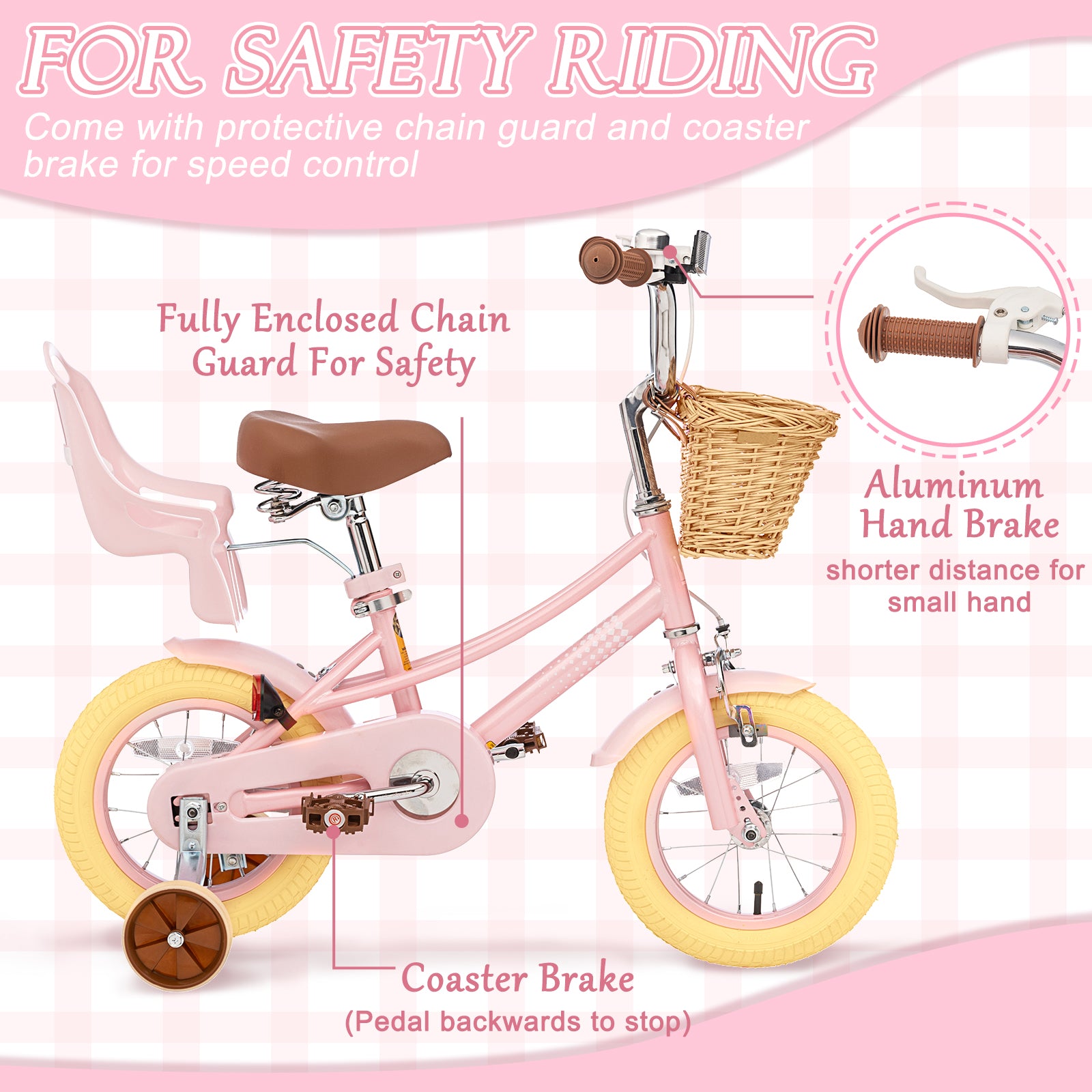 HILAND Kids Bike For Ages 2-7 Years - 12, 14, 16 Inch With Training Wheels & Bell
