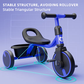KORIMEFA Toddler Tricycle for 2-5 Year Old, Kids Trike with Storage Basket 3 Wheel Bike Birthday Toys Gift for Girls Boys