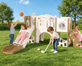 KORIMEFA 11- in-1 Kids Toddler Slide Set, Toddler Climber Slide for Age 1-3 , Indoor Outdoor Slide with Basketball Hoop Ring Toss Golf