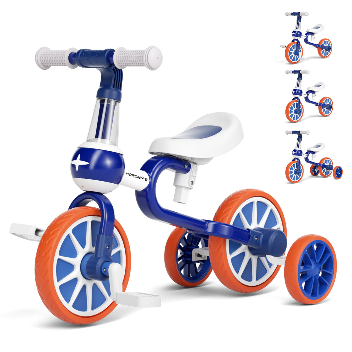 KORIMEFA 3-in-1 Kids Tricycle, Toddler Bike for Ages 1-4 Boy Girl