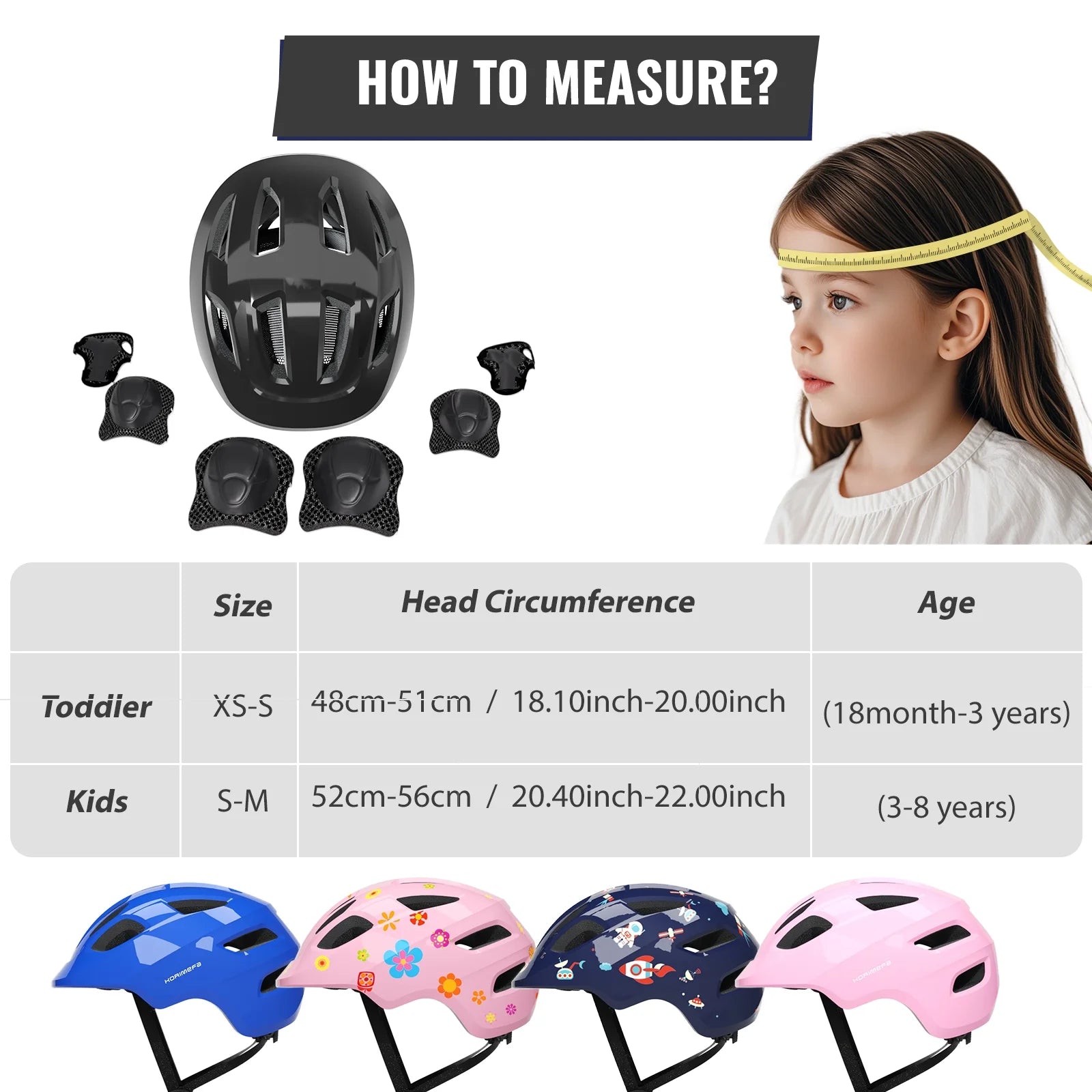 KORIMEFA Kids Bike Helmet Toddler Bicycles Helmets, Multi-Sport Protec