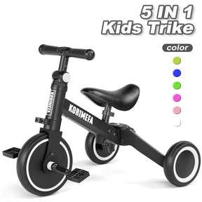 KORIMEFA 5 in 1 Toddler Bike for 1-4 Years Old Kids, Kids Trike Tricycle for Balance Training, Baby Bike Toys Gift for Boy & Girl