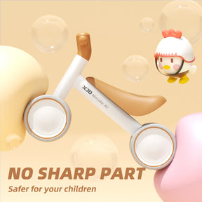 XJD Baby Balance Bike, 4 Wheels for Toddlers as A Birthday Gift - White Brown