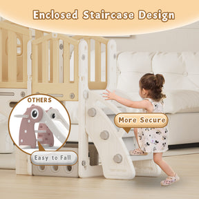 XJD 8 in 1 Toddler Slide Set Indoor Outdoor Plastic Freestanding Slide, Coffee