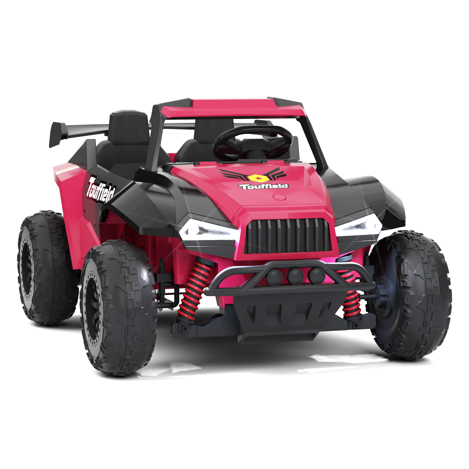 XJD 12V/24V 7AH Ride On Car with Remote Control, 2WD/4WD Switchable, 2 Seats, Power Car for Kids, Black&Pink