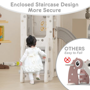 Pre-sale, XJD 8 in 1 Toddler Slide Set  Climber Slide for Age 1-3, Outdoor Indoor Playset with Basketball Hoop, Telescope, and Storage Space, Gray/Grey