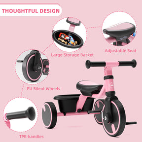 XJD Toddler Training  Balance Bike - No Pedal Bicycle for Kids Ages 1.5+, Pink
