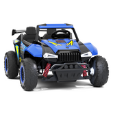 XJD 12V/24V 7AH Ride On Car with Remote Control, 2WD/4WD Switchable, 2 Seats, Power Car for Kids, Blue&Green