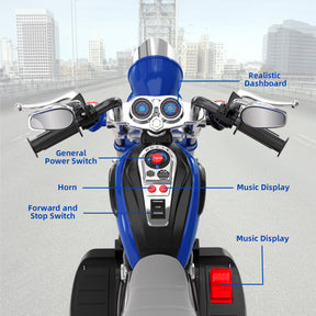 Kids Ride on Motorcycle, 6V 4.5AH Battery Powered Motorcycle w/Horn, Headlight, Forward/Reverse Switch, 3 Wheels Toys for Boys Girls Gift (Blue, White, Pink, Red, Orange)