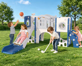 KORIMEFA 11- in-1 Kids Toddler Slide Set, Toddler Climber Slide for Age 1-3 , Indoor Outdoor Slide with Basketball Hoop Ring Toss Golf