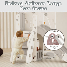 XJD 6 in 1 Toddler Slide Set Indoor Outdoor Plastic Freestanding Slide, Gray/Grey
