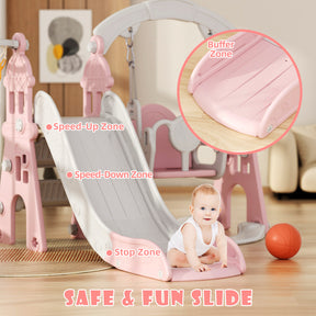 XJD 4-in-1 Toddler Slide and Swing Set, Pink