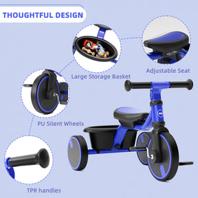 XJD Toddler Training  Balance Bike - No Pedal Bicycle for Kids Ages 1.5+, Blue