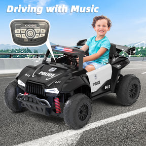 XJD 12V/24V 7AH Ride On Car with Remote Control, 2WD/4WD Switchable, 2 Seats, Power Car for Kids, Black&White