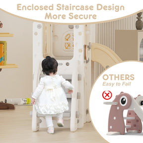 Pre-sale, XJD 8 in 1 Toddler Slide Set  Climber Slide for Age 1-3, Outdoor Indoor Playset with Basketball Hoop, Telescope, and Storage Space, Coffee/Beige