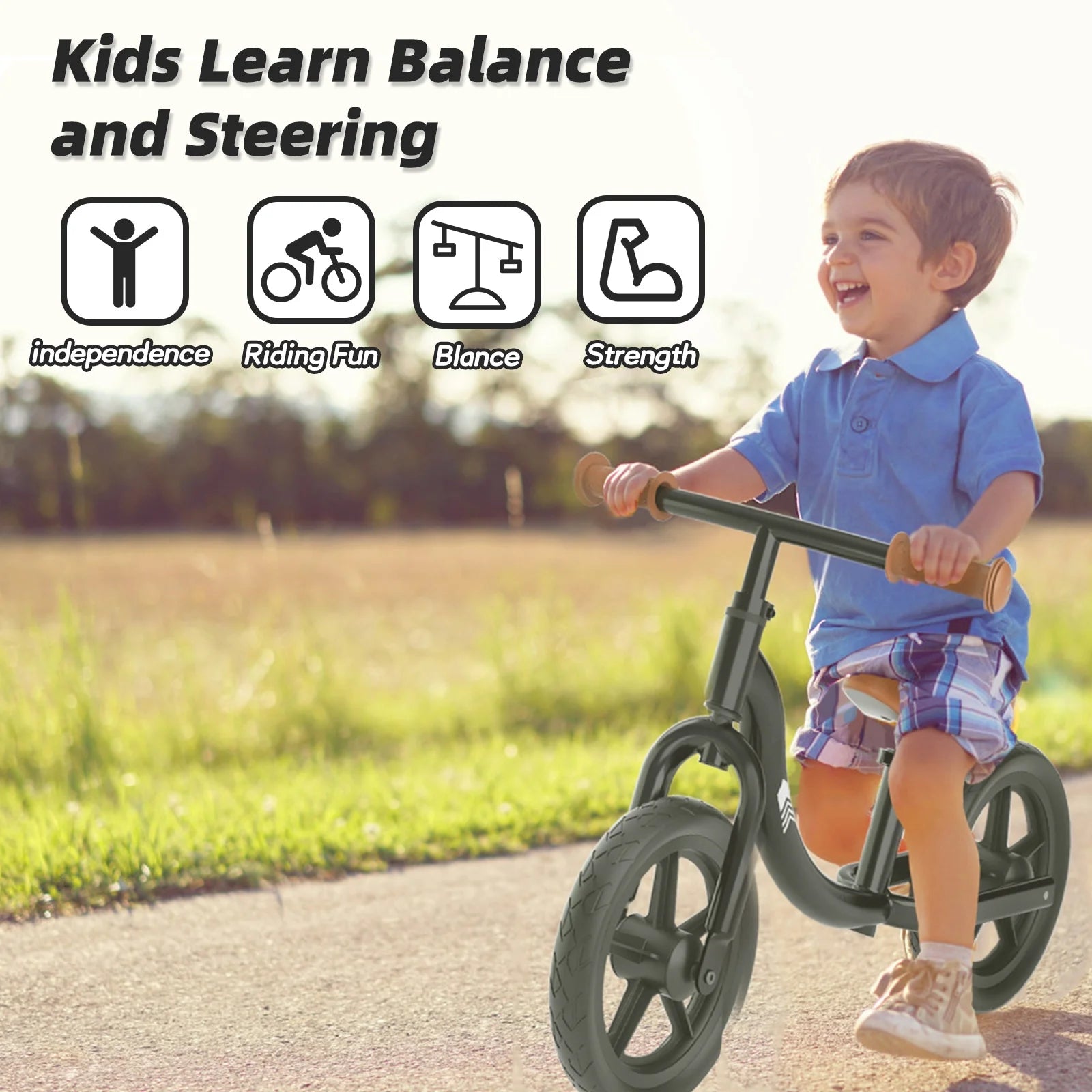 KORIMEFA Toddler Balance Bike - Lightweight Kids Toy Bike for 2, 3, 4, and 5 Year Old Boys Girls - No Pedal Training Bicycle with Adjustable Handlebar and Seat, Black