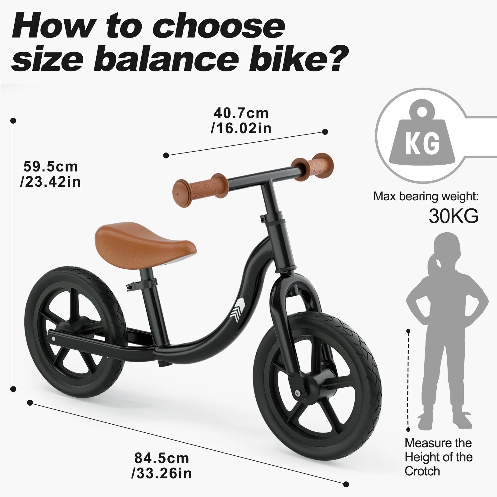 KORIMEFA Toddler Balance Bike - Lightweight Kids Toy Bike for 2, 3, 4, and 5 Year Old Boys Girls - No Pedal Training Bicycle with Adjustable Handlebar and Seat, Black