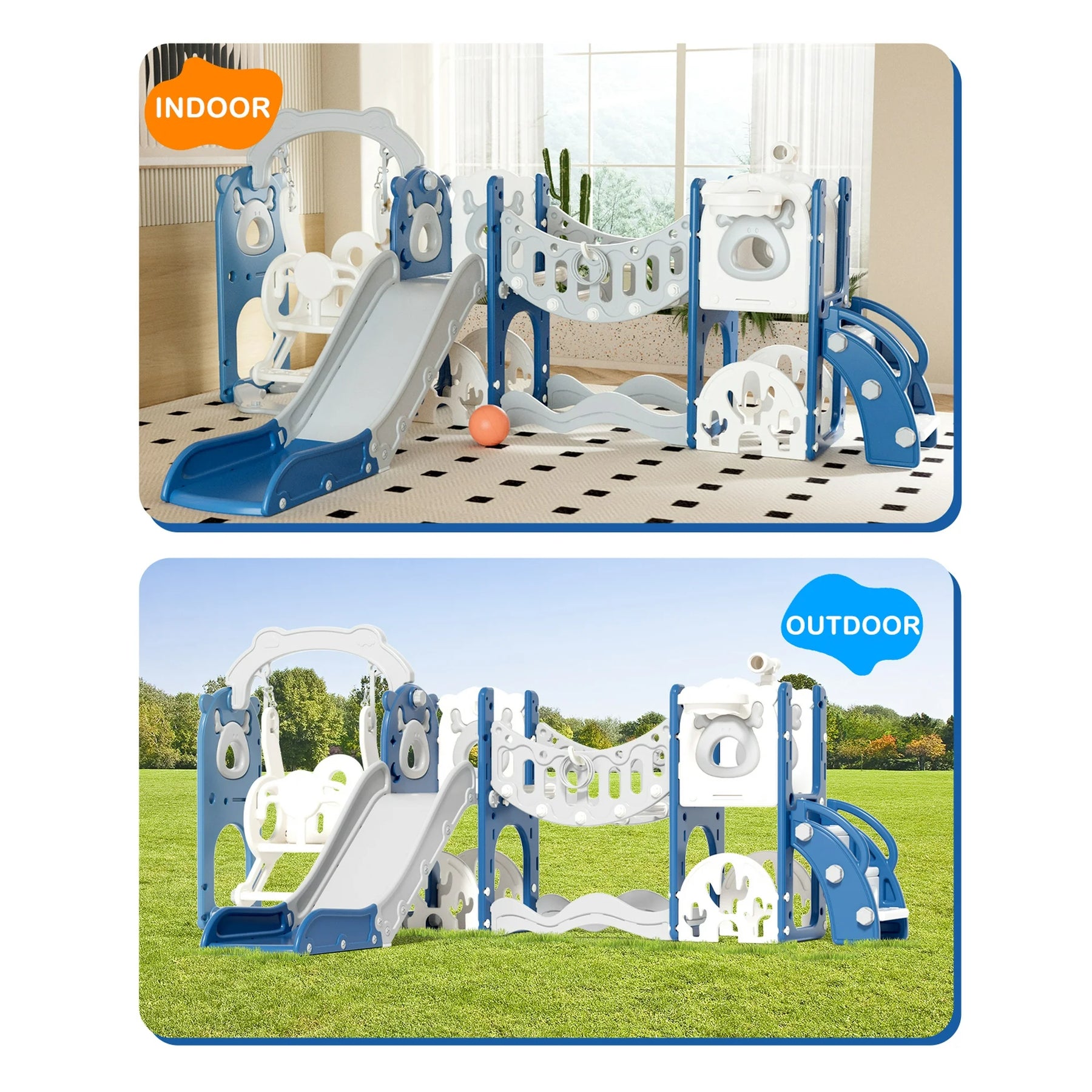 KORIMEFA 12 in 1 Toddler Slide Set, Kids PlaySet with Swing Playground for Baby 1-3 Years, Toddler Climber Slide Slide PlaySet with Basketball Hoop,Outdoor Indoor Playground for Toddlers Upgraded
