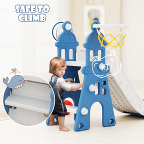 XJD Indoor and Outdoor Plastic Freestanding Single Slide Blue