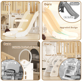 XJD 8 in 1 Toddler Slide Set Indoor Outdoor Plastic Freestanding Slide, Coffee