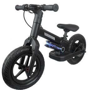 XJD 24V 150W Kids Electric Balance Bike, Ages 3-5, 12" Inflatable Tire, Adjustable Seat, Black