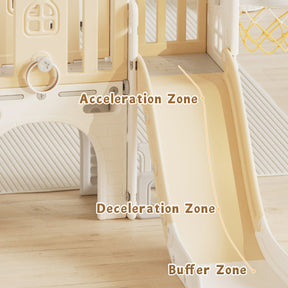 XJD 8 in 1 Toddler Slide Set Indoor Outdoor Plastic Freestanding Slide, Coffee
