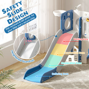 KORIMEFA 11- in-1 Kids Toddler Slide Set, Toddler Climber Slide for Age 1-3 , Indoor Outdoor Slide with Basketball Hoop Ring Toss Golf