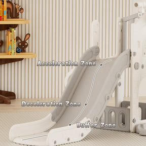 XJD 6 in 1 Toddler Slide Set Indoor Outdoor Plastic Freestanding Slide, Gray/Grey