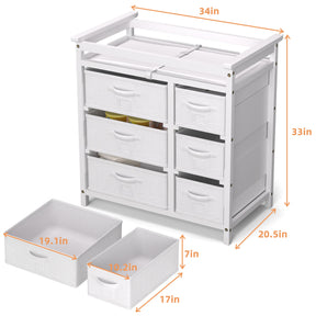 XJD Baby Changing Table with 6 Storage Baskets, Changing Table Dresser with Changing Table Top, Baby Diaper Changing Station (White)