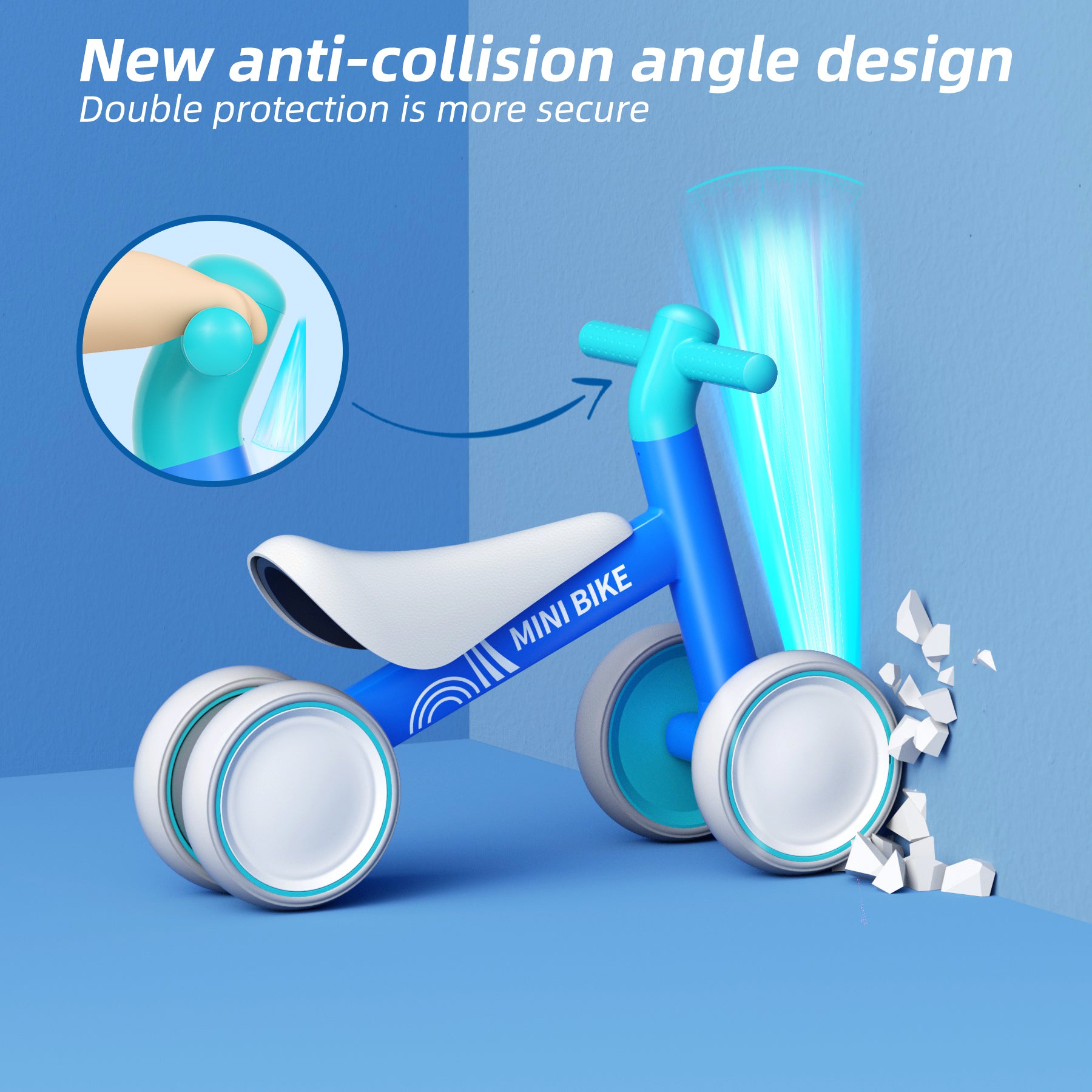 KORIMEFA Baby Balance Bike for 1 Year Old Boys Girls 12-24 Month Toddler Balance Bike, 4 Wheels Pre-School Walker Riding Toy, First Birthday Gifts