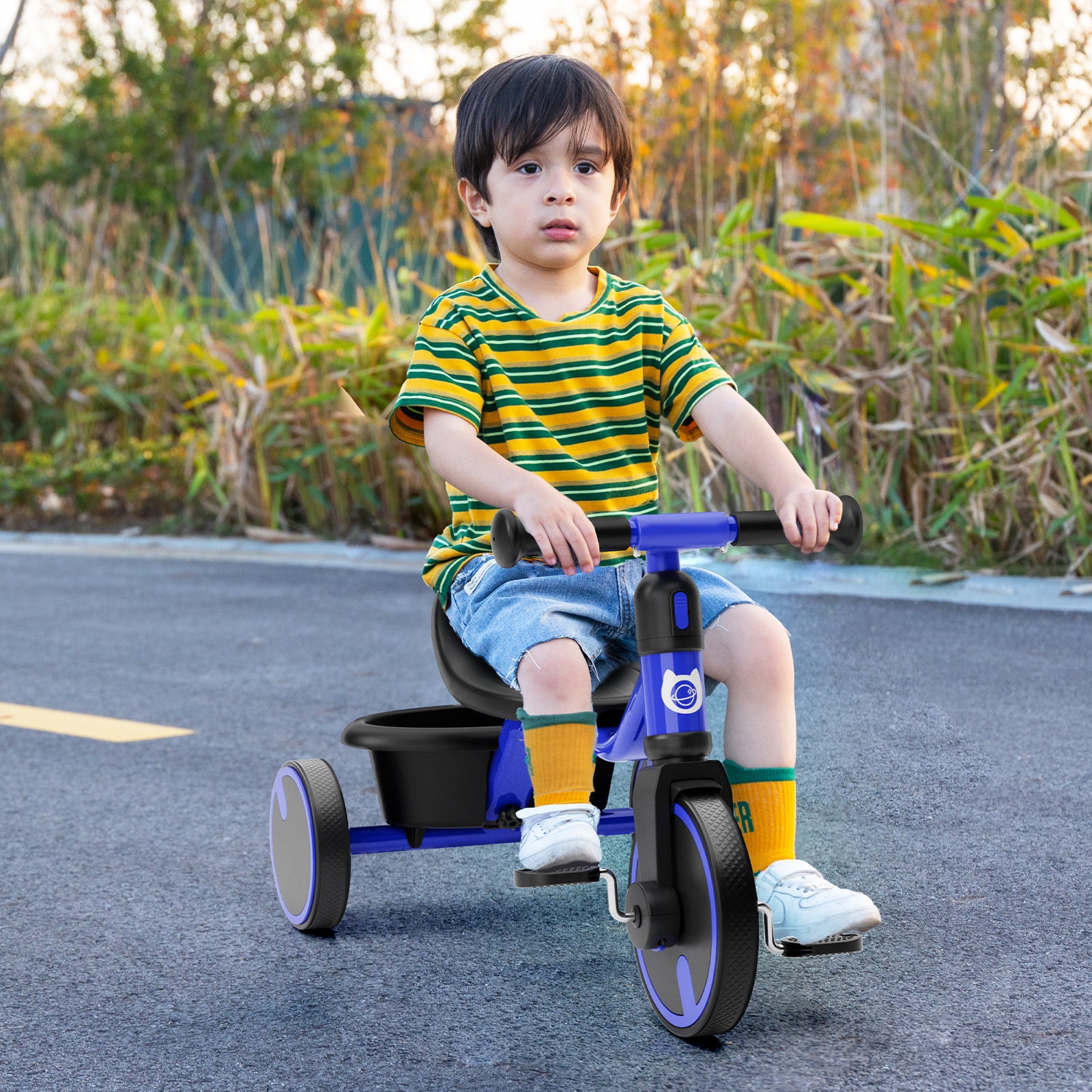 KORIMEFA Toddler Tricycle for 2-5 Year Old, Kids Trike with Storage Basket 3 Wheel Bike Birthday Toys Gift for Girls Boys